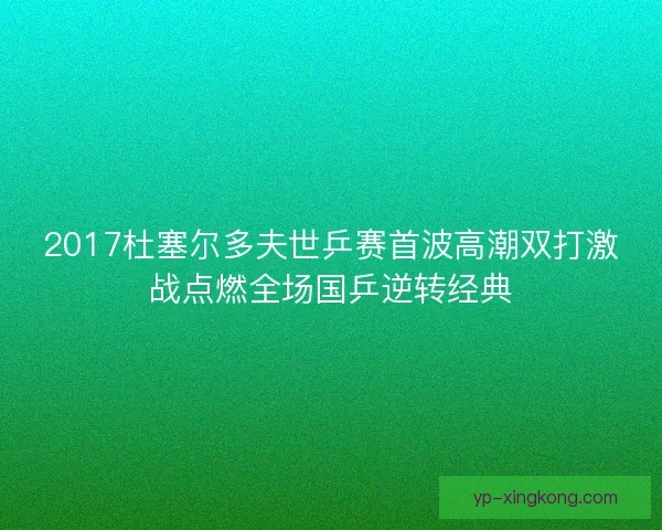 2017杜塞尔多夫世乒赛首波高潮双打激战点燃全场国乒逆转经典